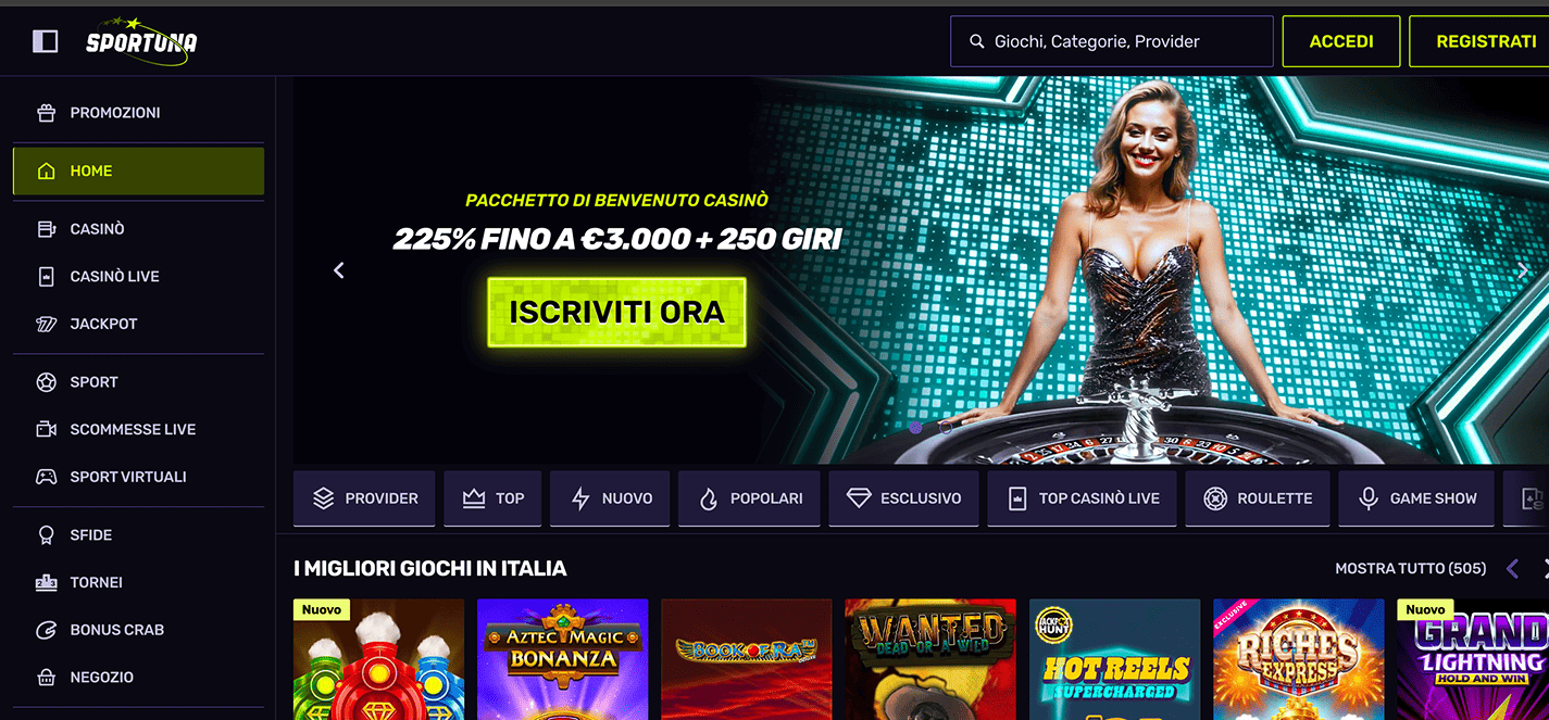 Sportuna casino online senza documenti